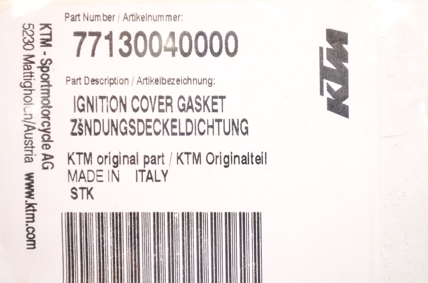 New OEM KTM 77130040000 Ignition Cover Gasket NOS