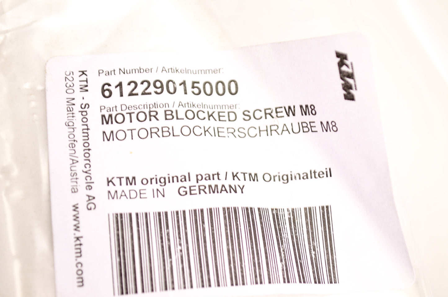 New OEM KTM Engine Blocking Screw M8 NOS