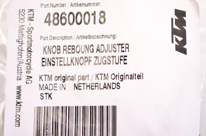 OEM KTM 48600018 Rebound Adjuster Knob NOS