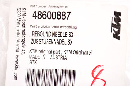 OEM KTM 48600887 Rebound Needle NOS