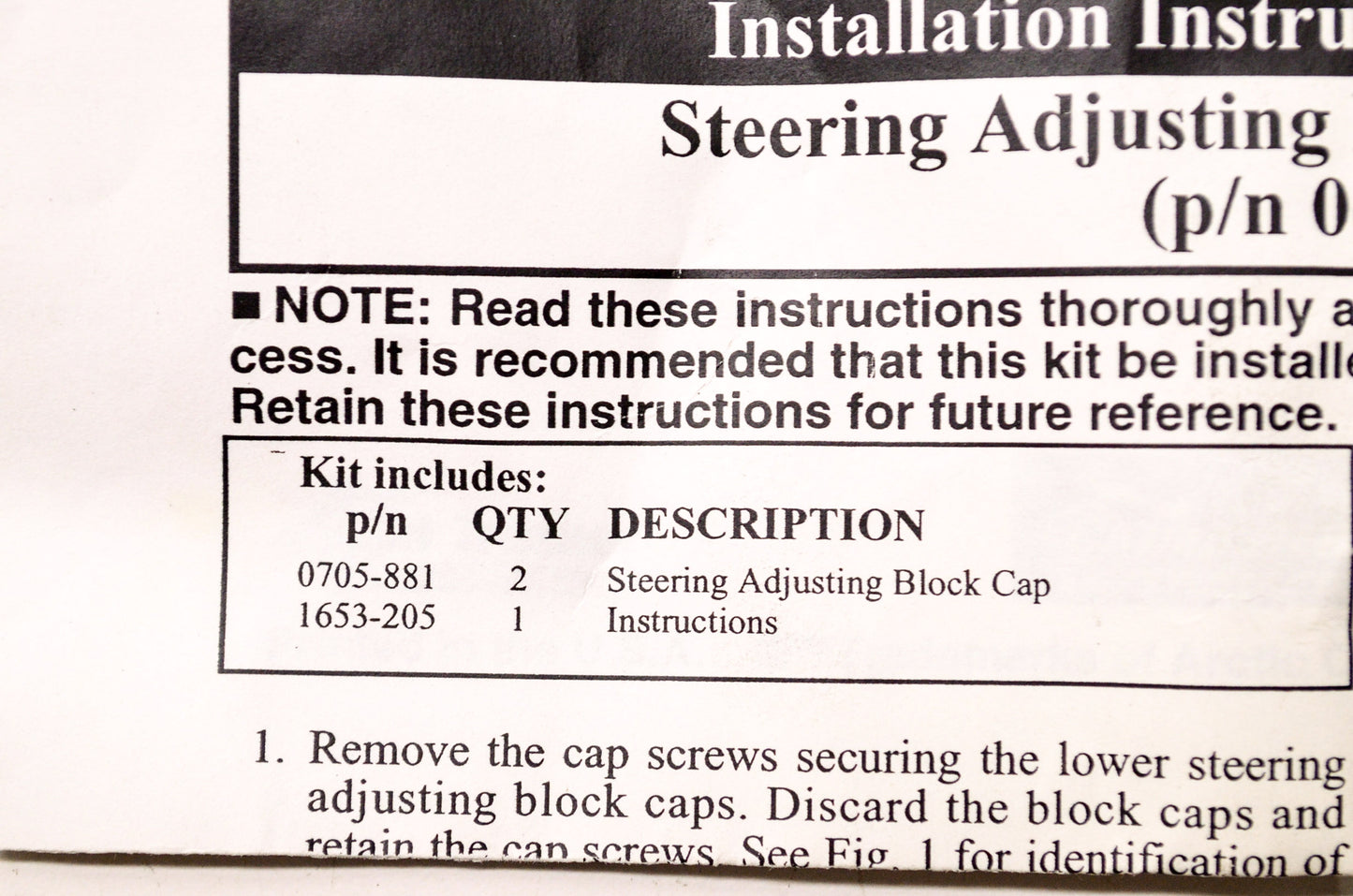 OEM Arctic Cat 0637-247 Adjustment Block Cap Update Kit NOS