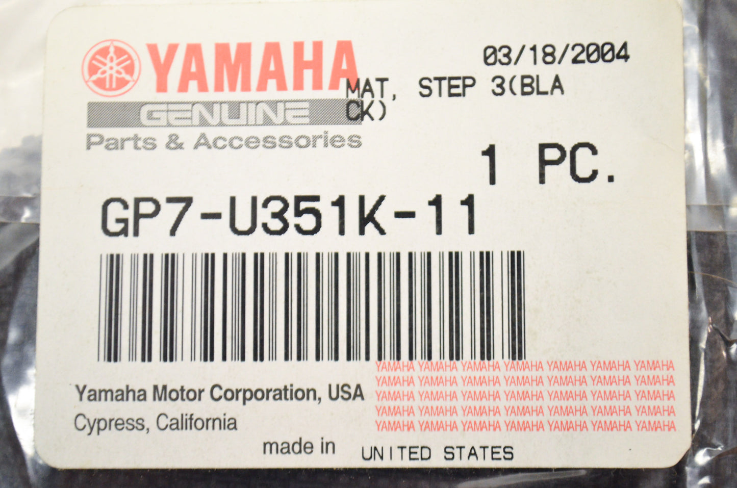 OEM Yamaha GP7-U351K-11-00 Black Step Mat 3 NOS
