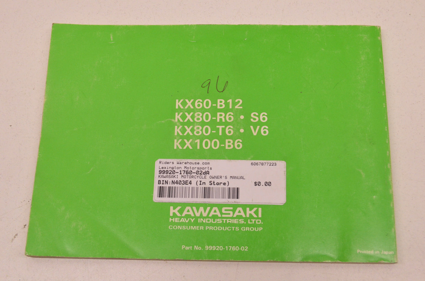 OEM Kawasaki 99920-1760-02 Owner's Manual