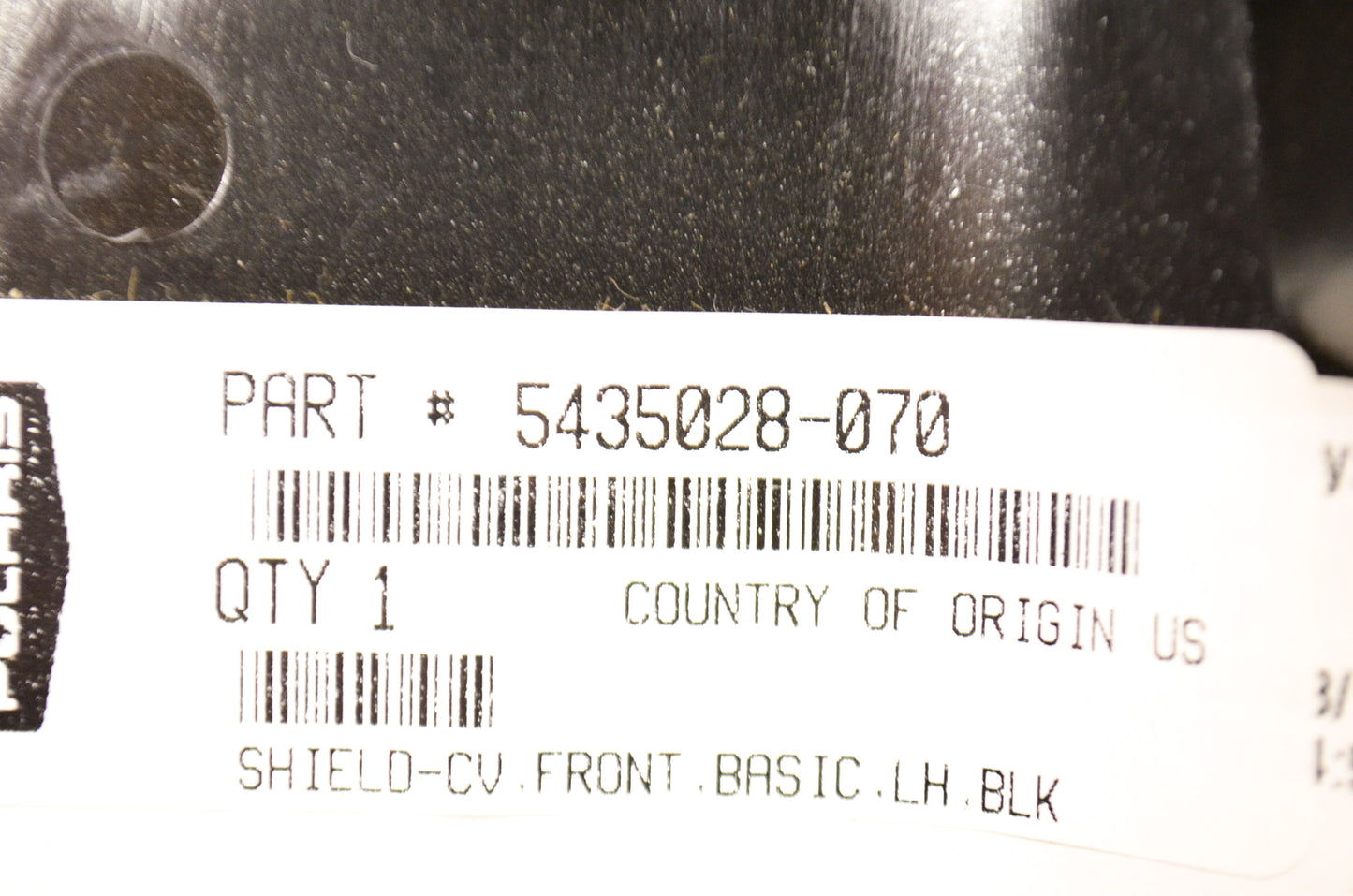 OEM Polaris 5435028-070 Black Left Hand Basic Front CV Shield NOS