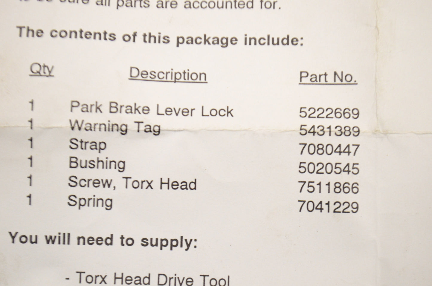 Snowmobile Parking Brake Assembly NOS
