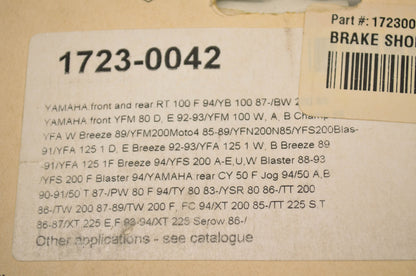 Parts Unlimited 1723-0042, 2028 SBS Organic Brake Shoe Kit NOS