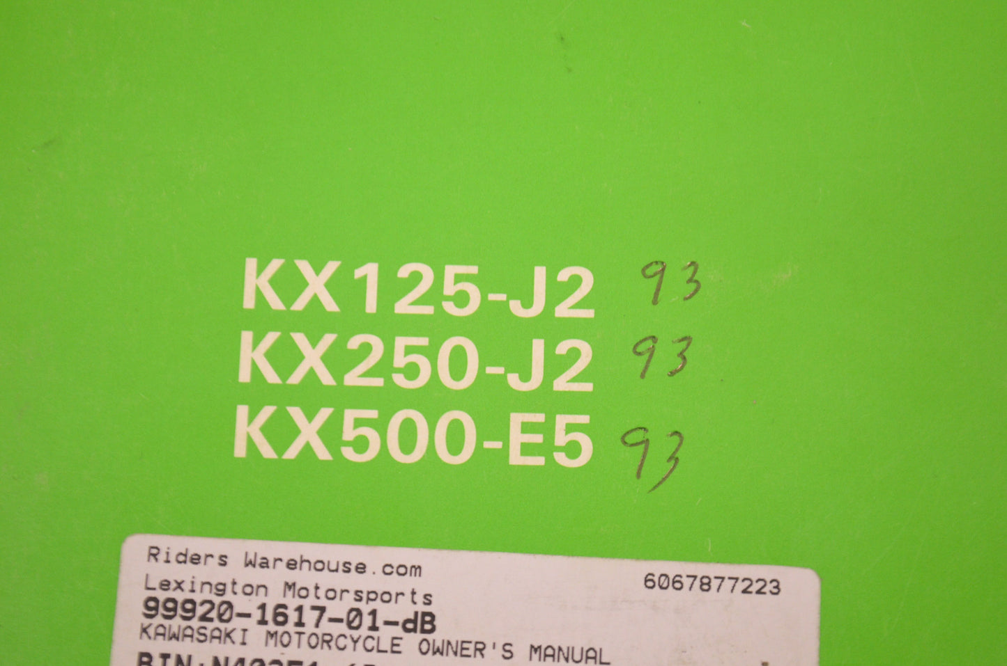 OEM Kawasaki 99920-1617-01 Owner's Manual KX125/250J2/500E5