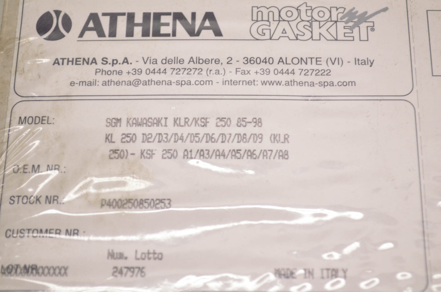 Athena P400250850253, 6599-651 Gasket Kit Kawasaki NOS