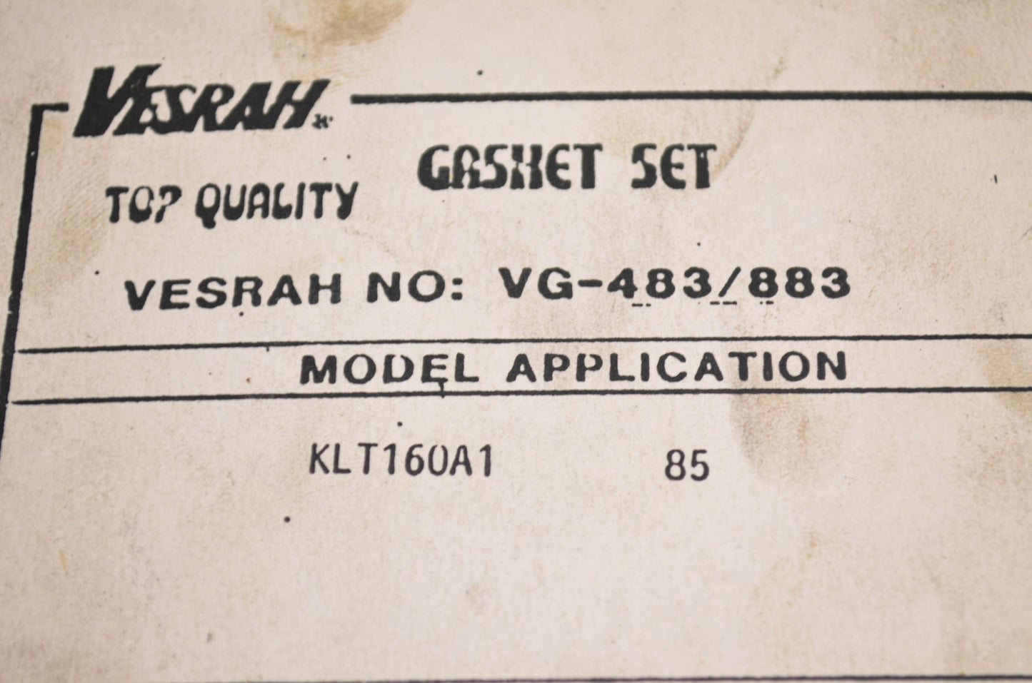 Vesrah VG-883, 6505-650 Top End Gasket Kit 85 KLT160A1 NOS