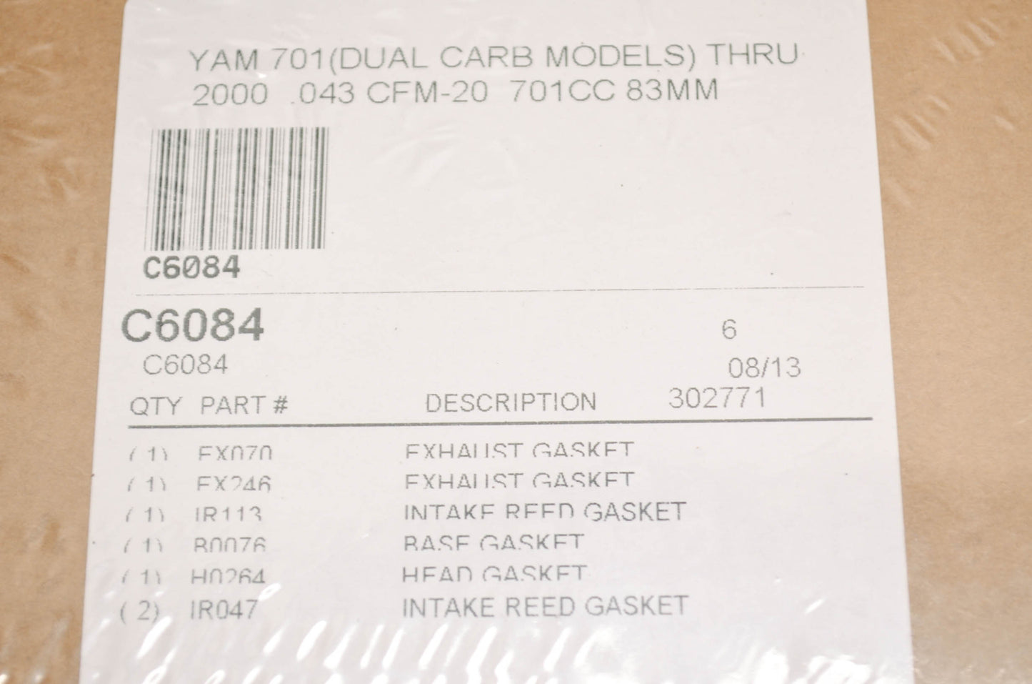 Cometic C6084 Top End Gasket Kit Yamaha 701 Dual Carb Thru 2000 NOS