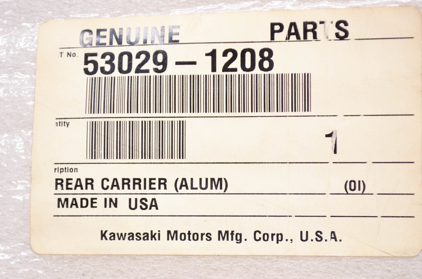 OEM Kawasaki 53029-1208 Rear Carrier NOS