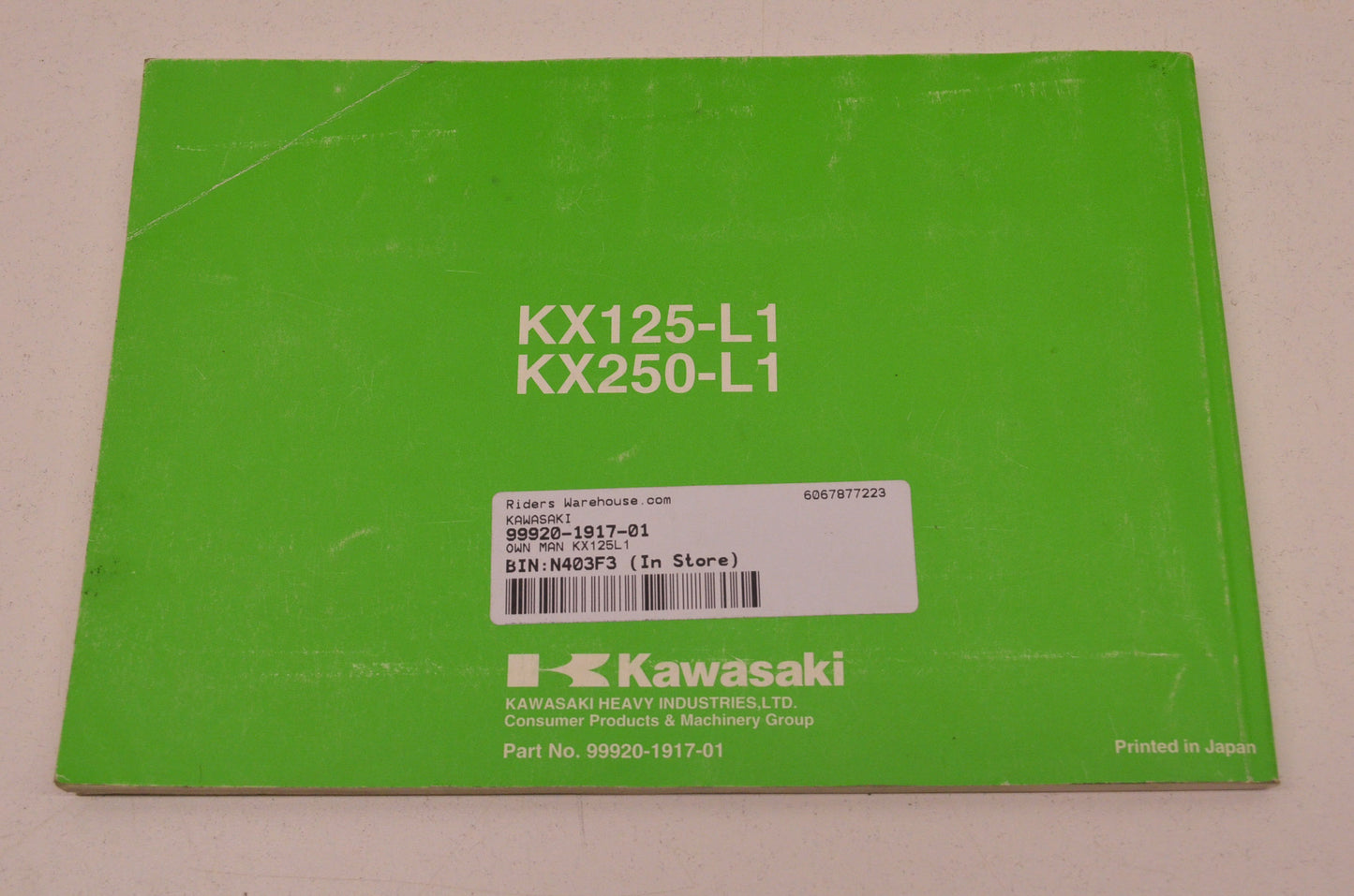 OEM Kawasaki 99987-1078 Owner's Manual KX125-L4
