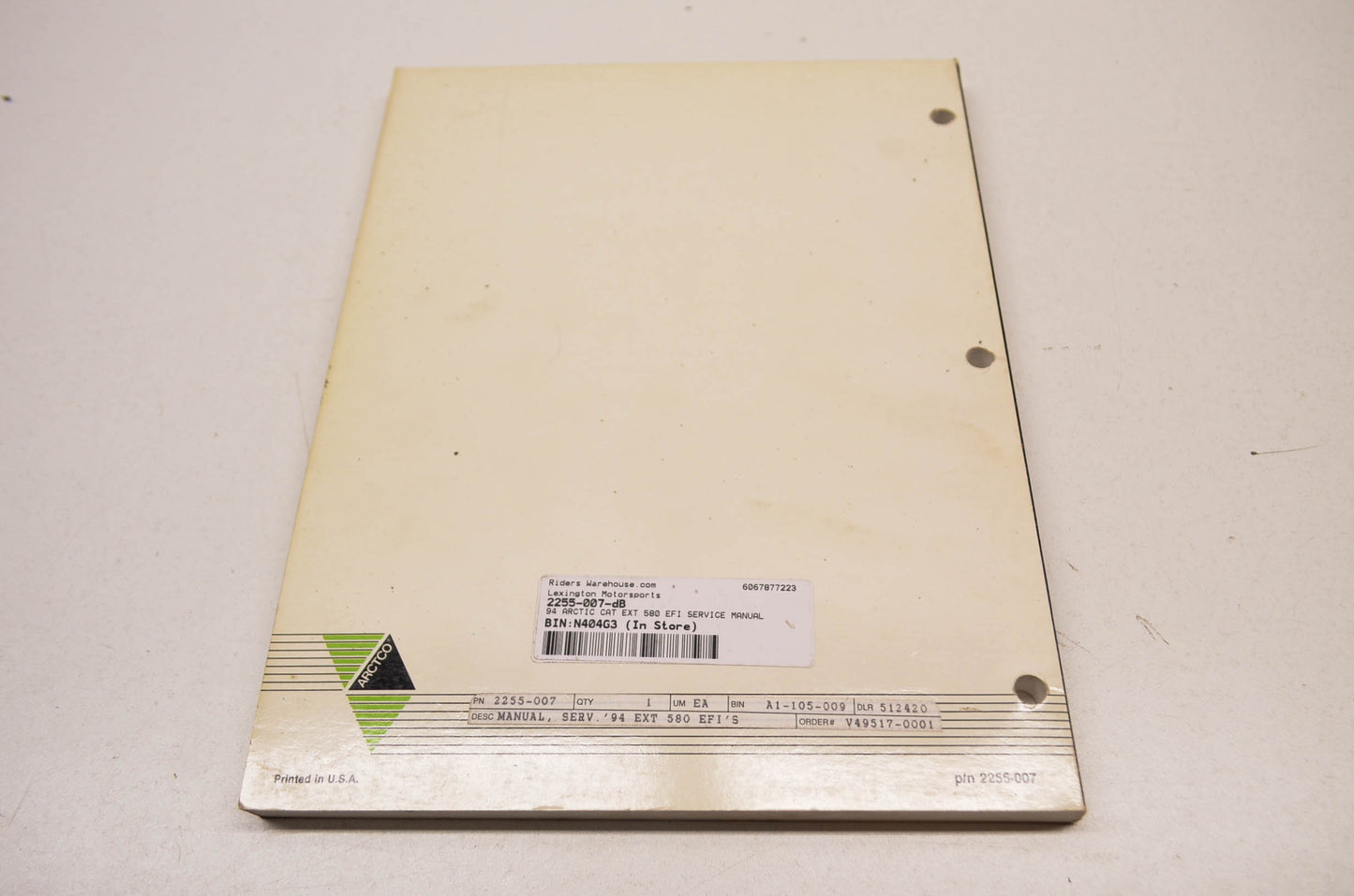 OEM Arctic Cat 2255-007 Service Manual '94 EXT 580 EFI'S NOS