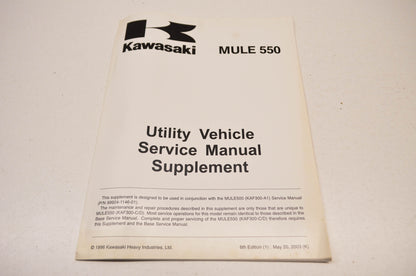 OEM Kawasaki 99924-1202-56 Service Manual Supplement KAF300C NOS
