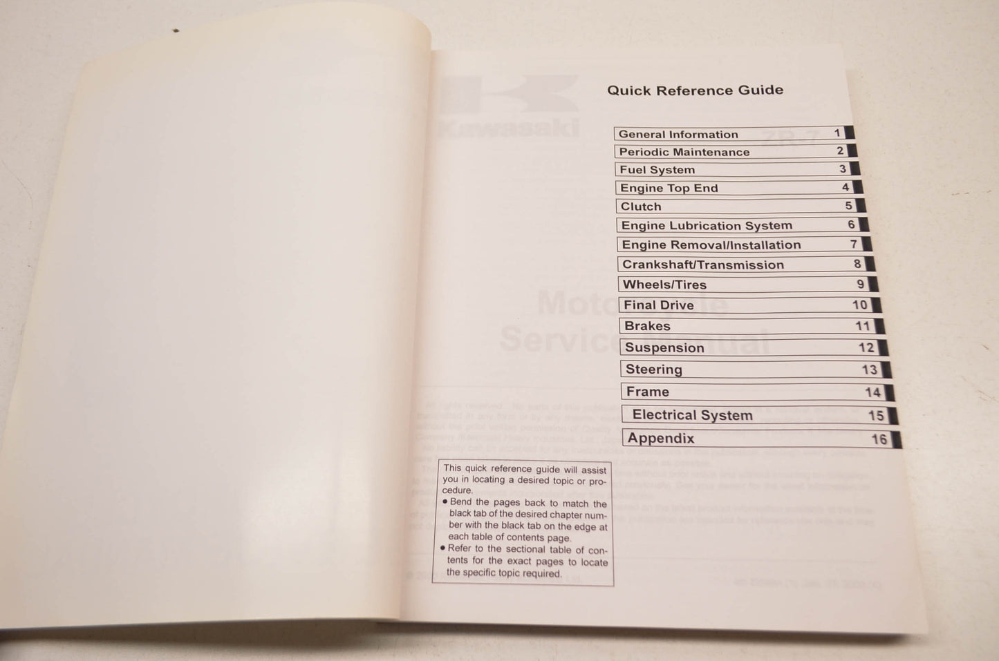 OEM Kawasaki 99924-1248-04 Service Manual ZR750F NOS