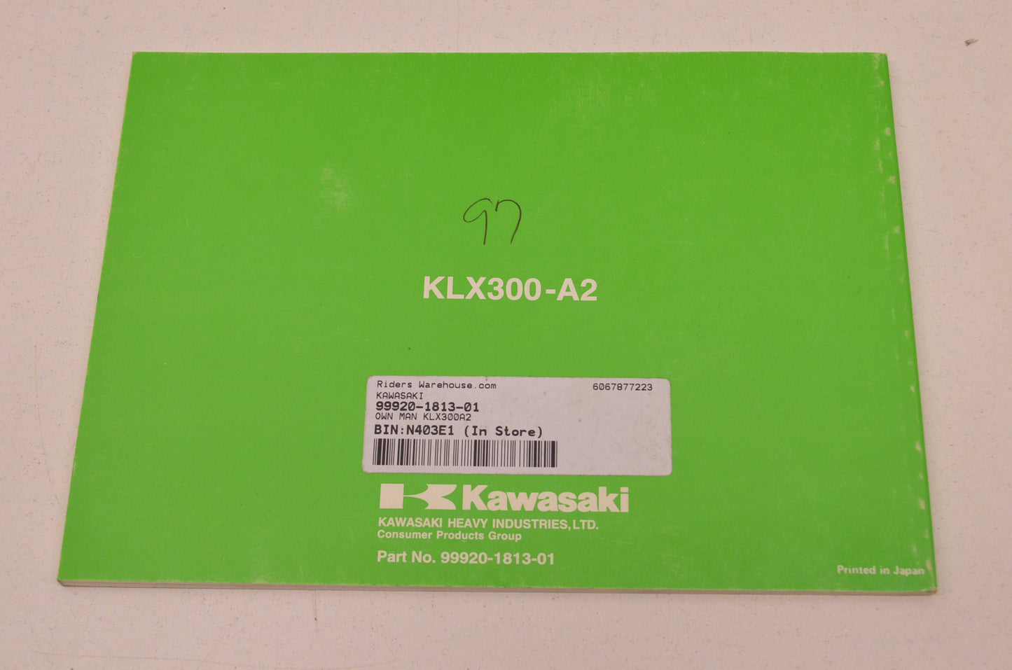 OEM Kawasaki 99920-1813-01 Owner's Manual KLX300A2