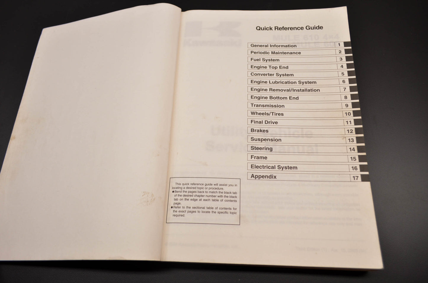 OEM Kawasaki 99924-1349-03 Service Manual KAF400A/B
