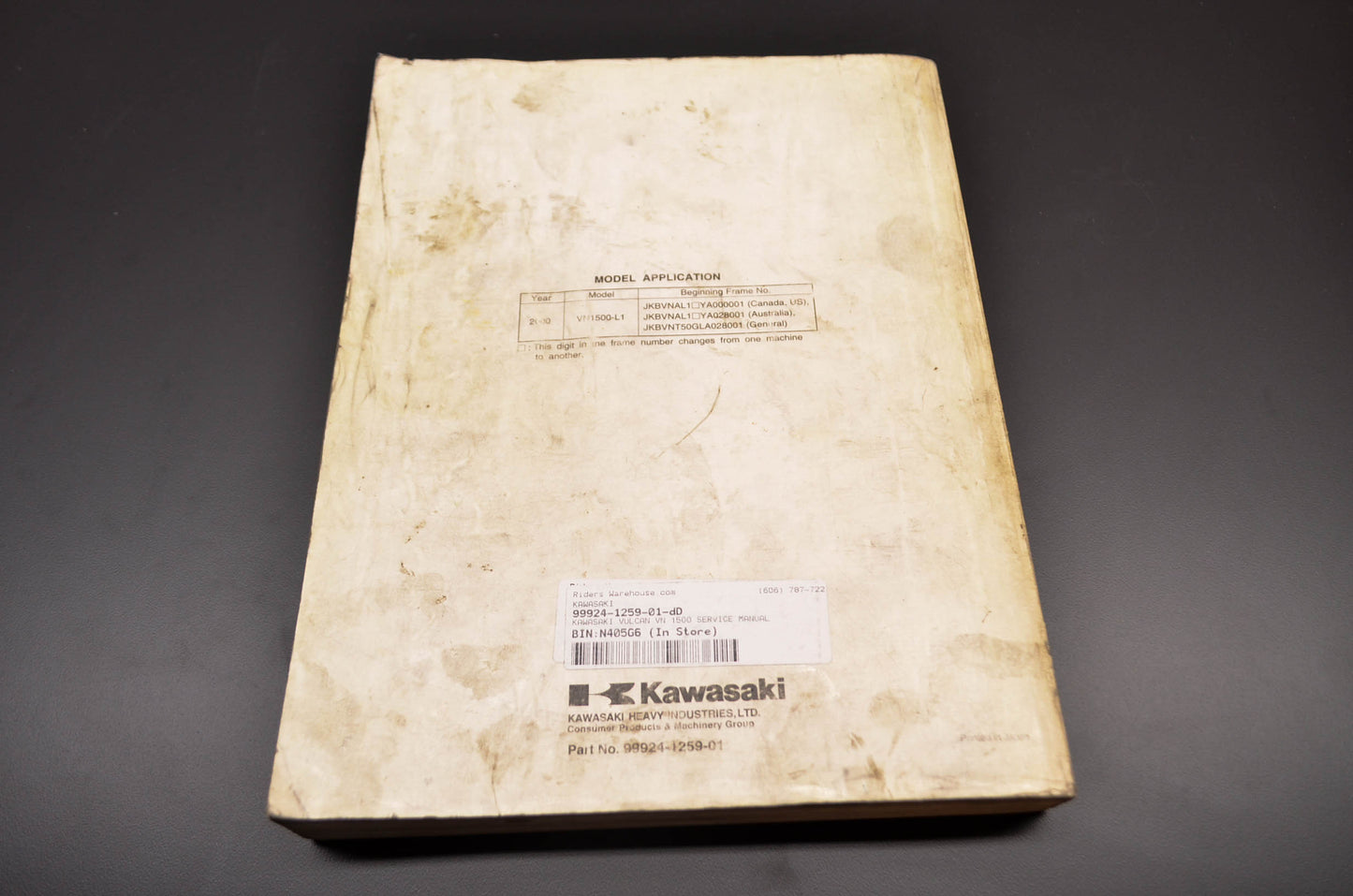 OEM Kawasaki 99924-1259-01 Service Manual VN1500L