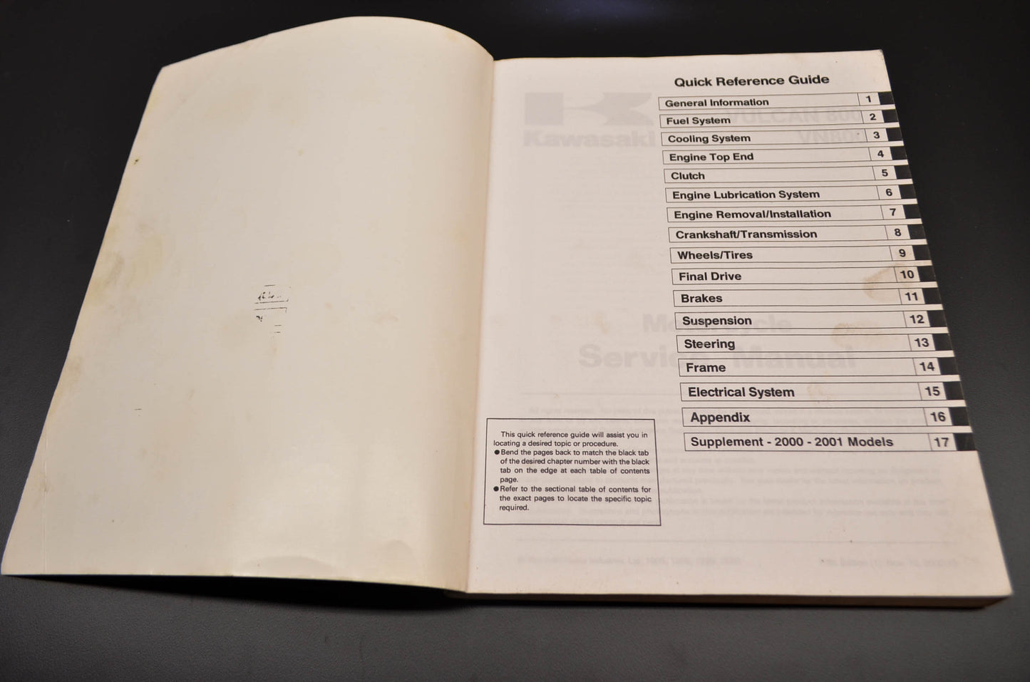 OEM Kawasaki 99924-1183-05 Service Manual VN800A NOS