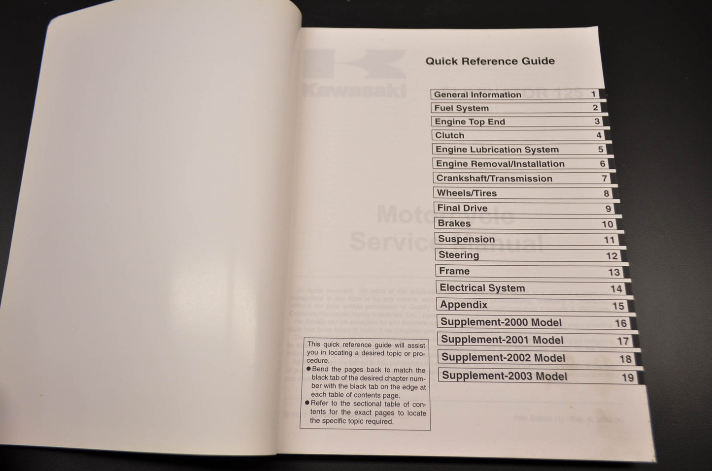 OEM Kawasaki 99924-1228-05 Service Manual BN125A NOS