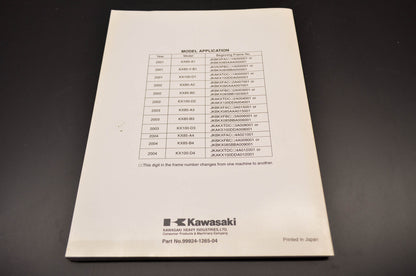 OEM Kawasaki 99924-1265-04 Service Manual KX85A/100D NOS