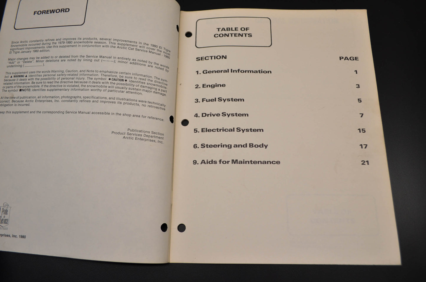 OEM Arctic Cat 1980 El Tigre Service Manual Supplement