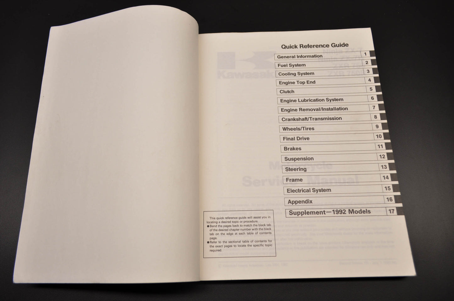 OEM Kawasaki 99924-1139-02 Service Manual ZX750J/K NOS