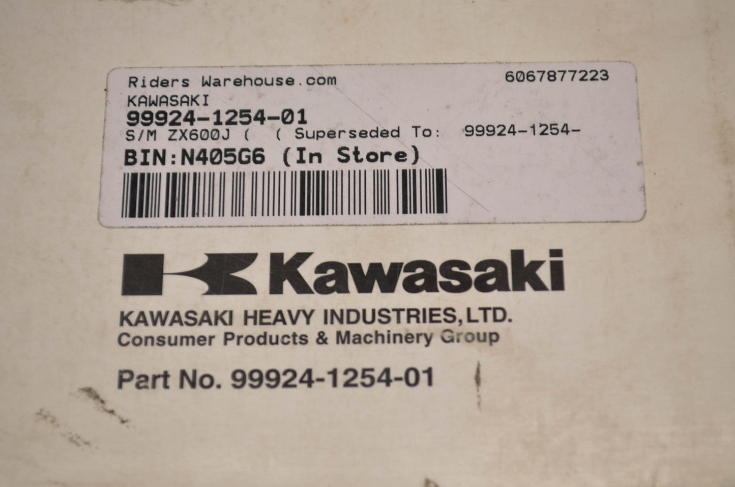 OEM Kawasaki 99924-1254-01 Service Manual ZX600J NOS