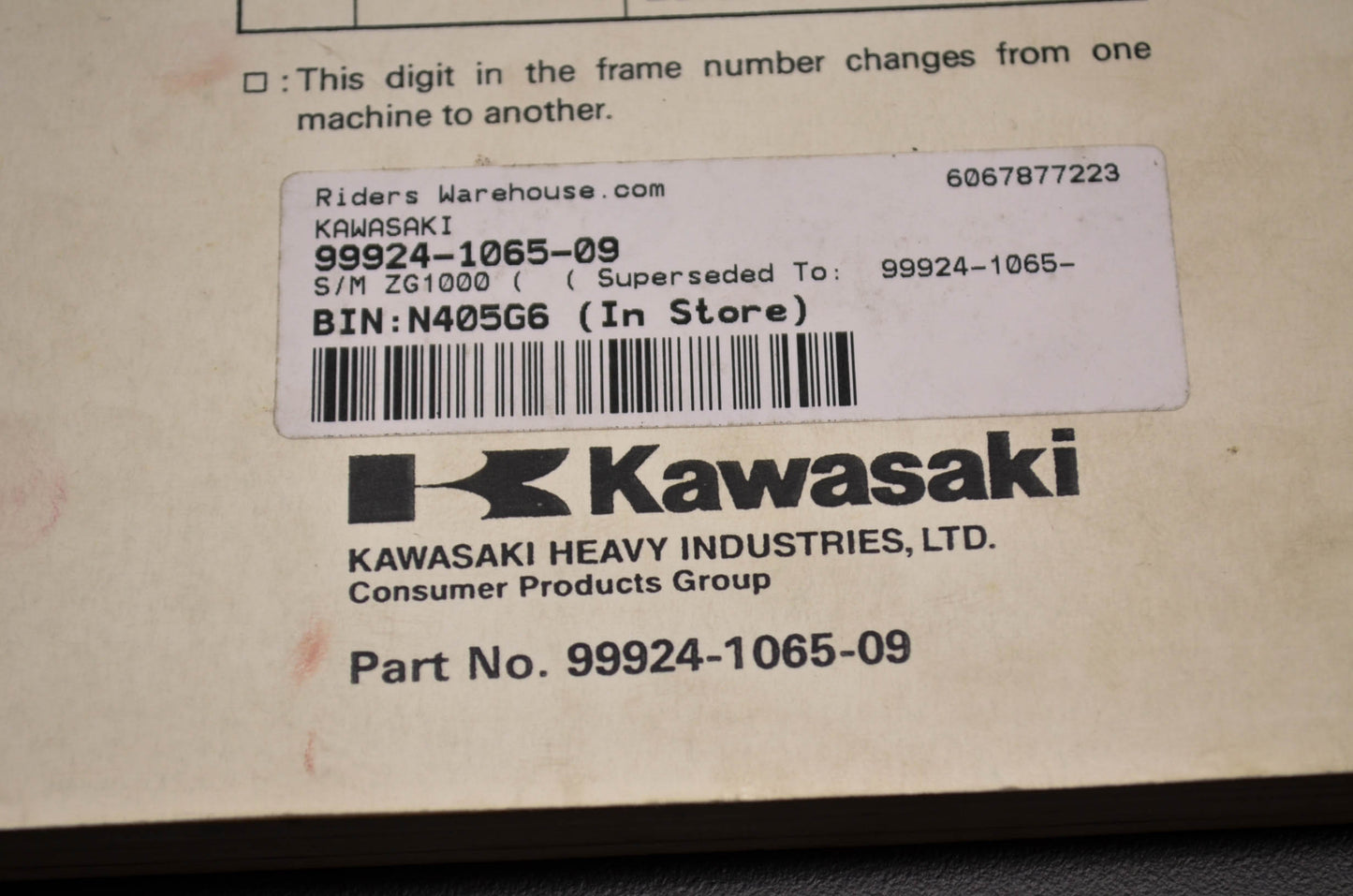 OEM Kawasaki 99924-1065-09 Service Manual ZG1000A