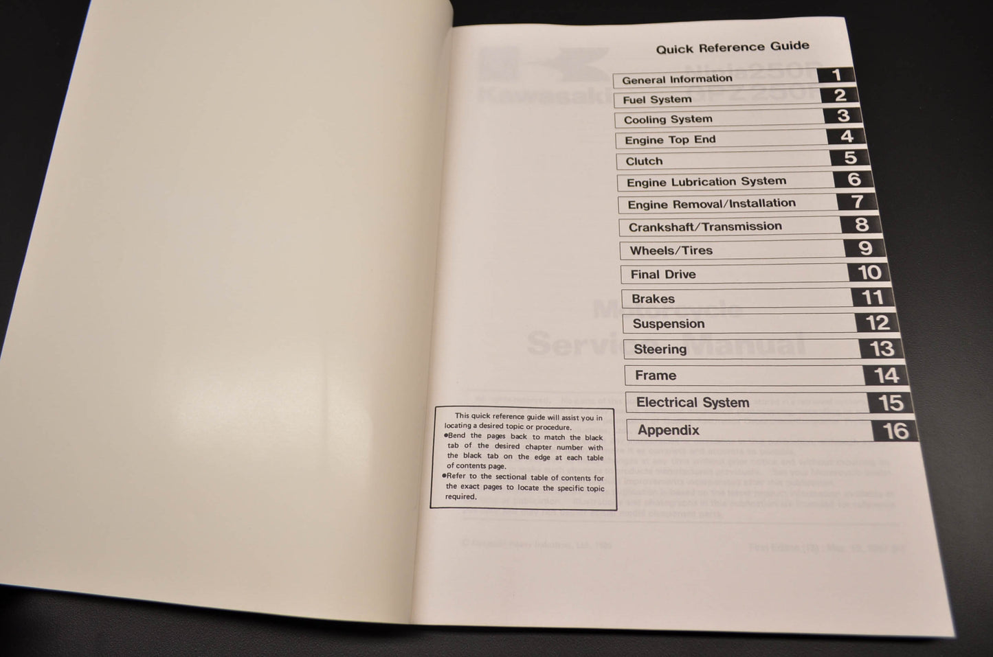 OEM Kawasaki 99924-1066-01 Service Manual EX250E/F EL250B/E NOS