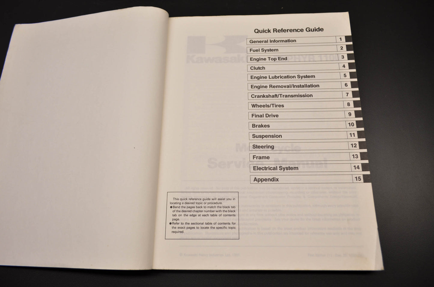 OEM Kawasaki 99924-1152-01 Service Manual ZR1100A NOS