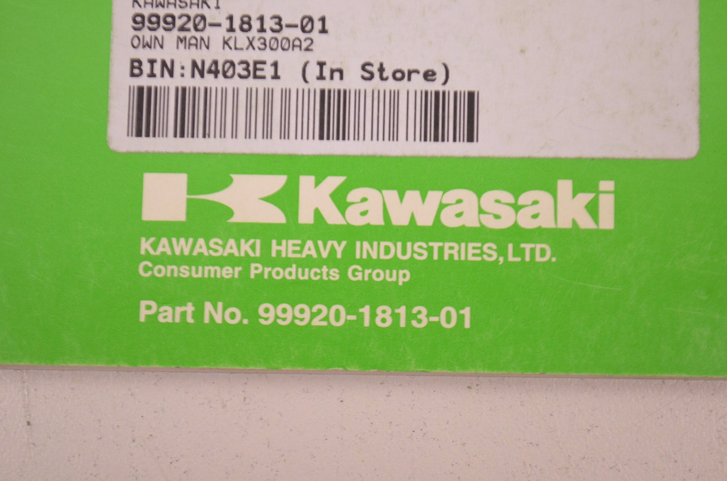 OEM Kawasaki 99920-1813-01 Owner's Manual KLX300A2