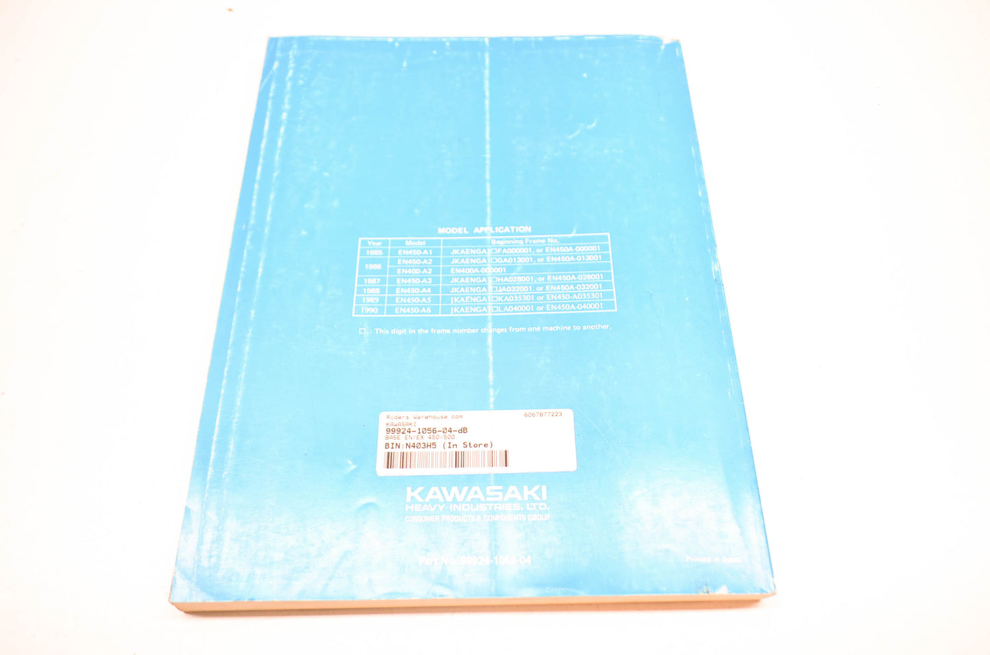 OEM Kawasaki 99924-1056-04 Service Manual BASE EN/EX 450/500 NOS
