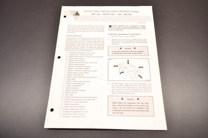 OEM Arctic Cat 2254-581 1990 Jag Super Deluxe Setup Predelivery Instructions