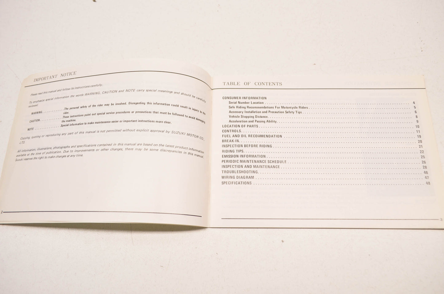 New OEM Suzuki TS250 Owner's Manual NOS