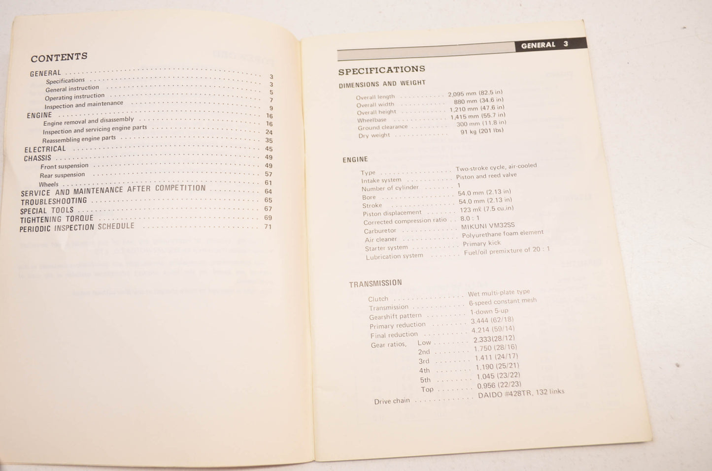 OEM Suzuki 99011-41603-03A RM125 Owner's Maintenance Manual