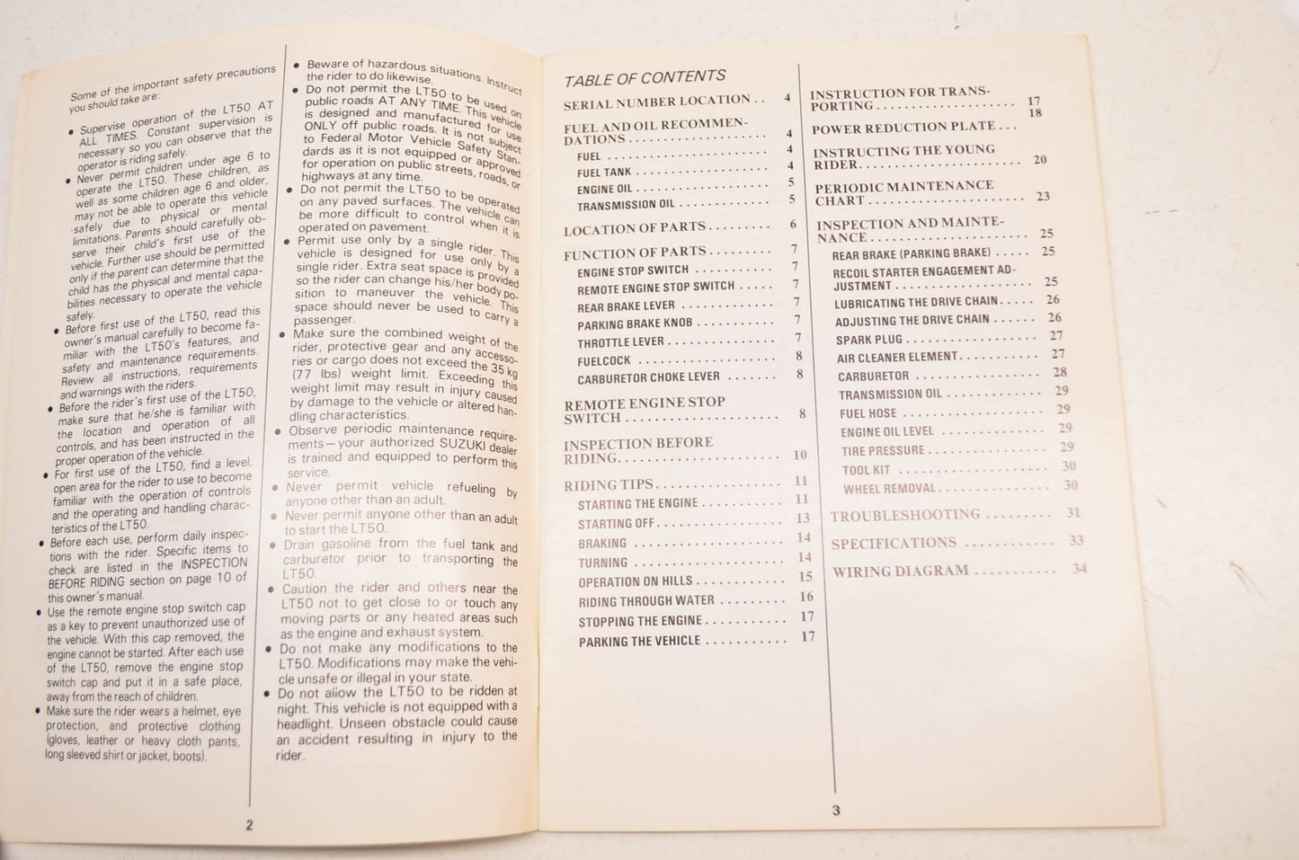 New OEM Suzuki LT50 Owner's Manual NOS