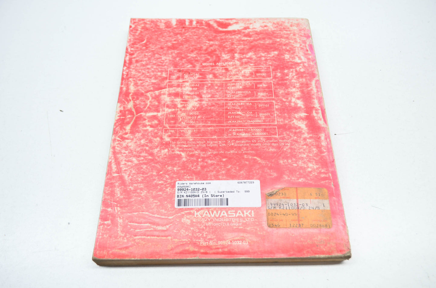 OEM Kawasaki 99924-1032-03 Service Manual KZ1100A/D ZN/B