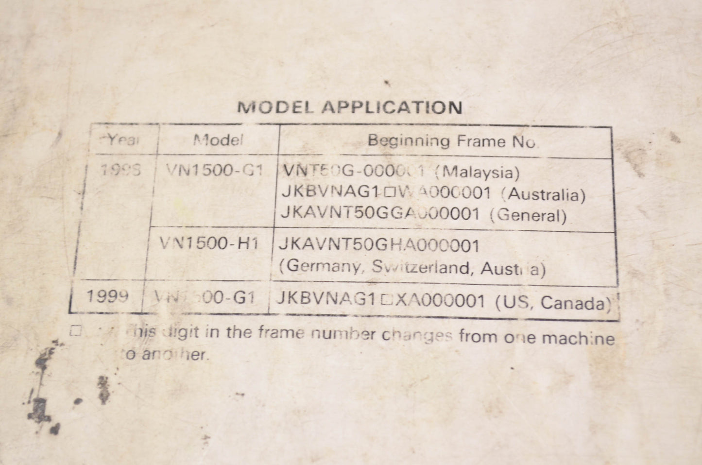OEM Kawasaki 99924-1241-01 Service Manual VN1500G