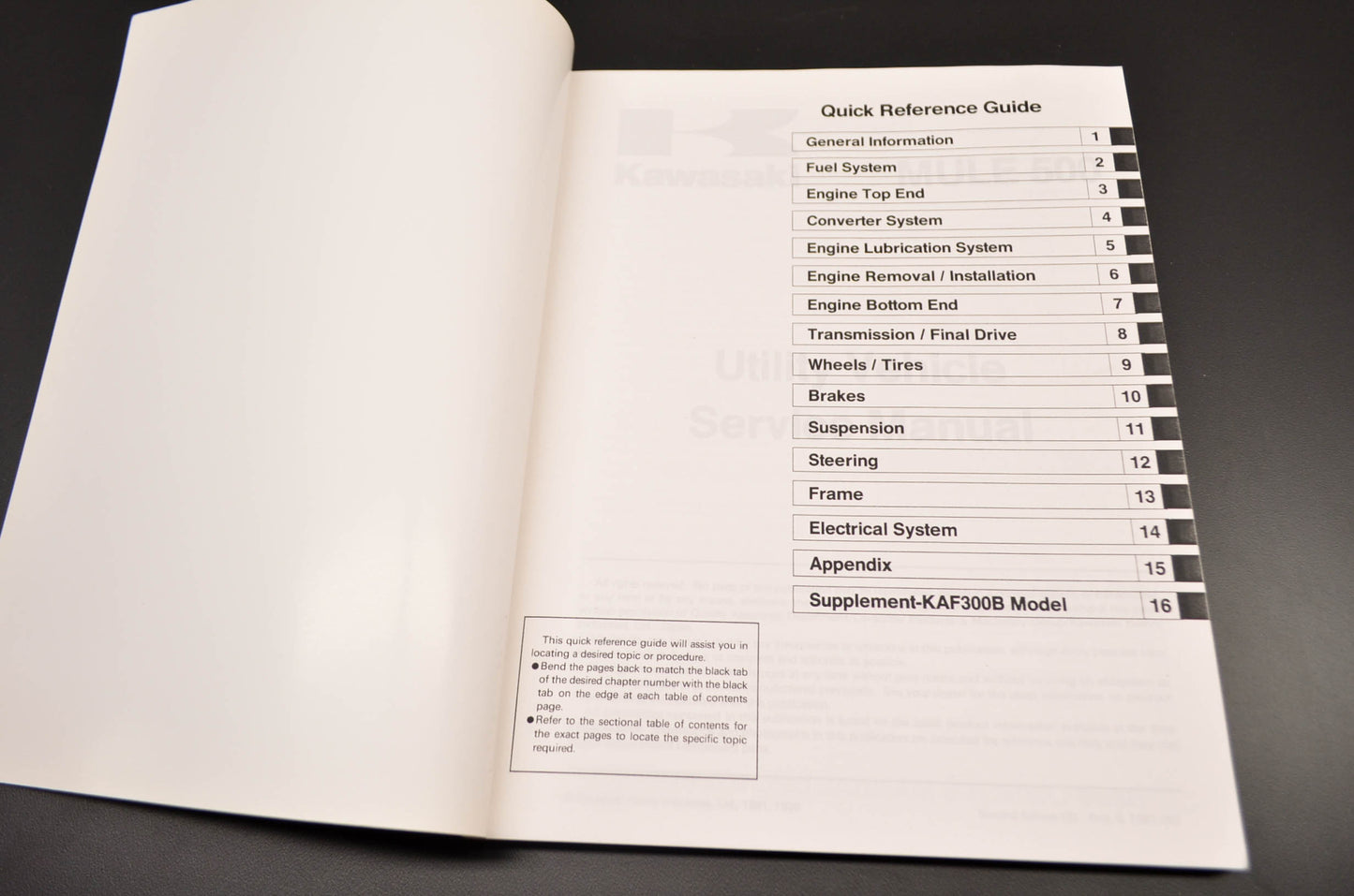 OEM Kawasaki 99924-1146-02 Service Manual KAF300A/B/C/D NOS