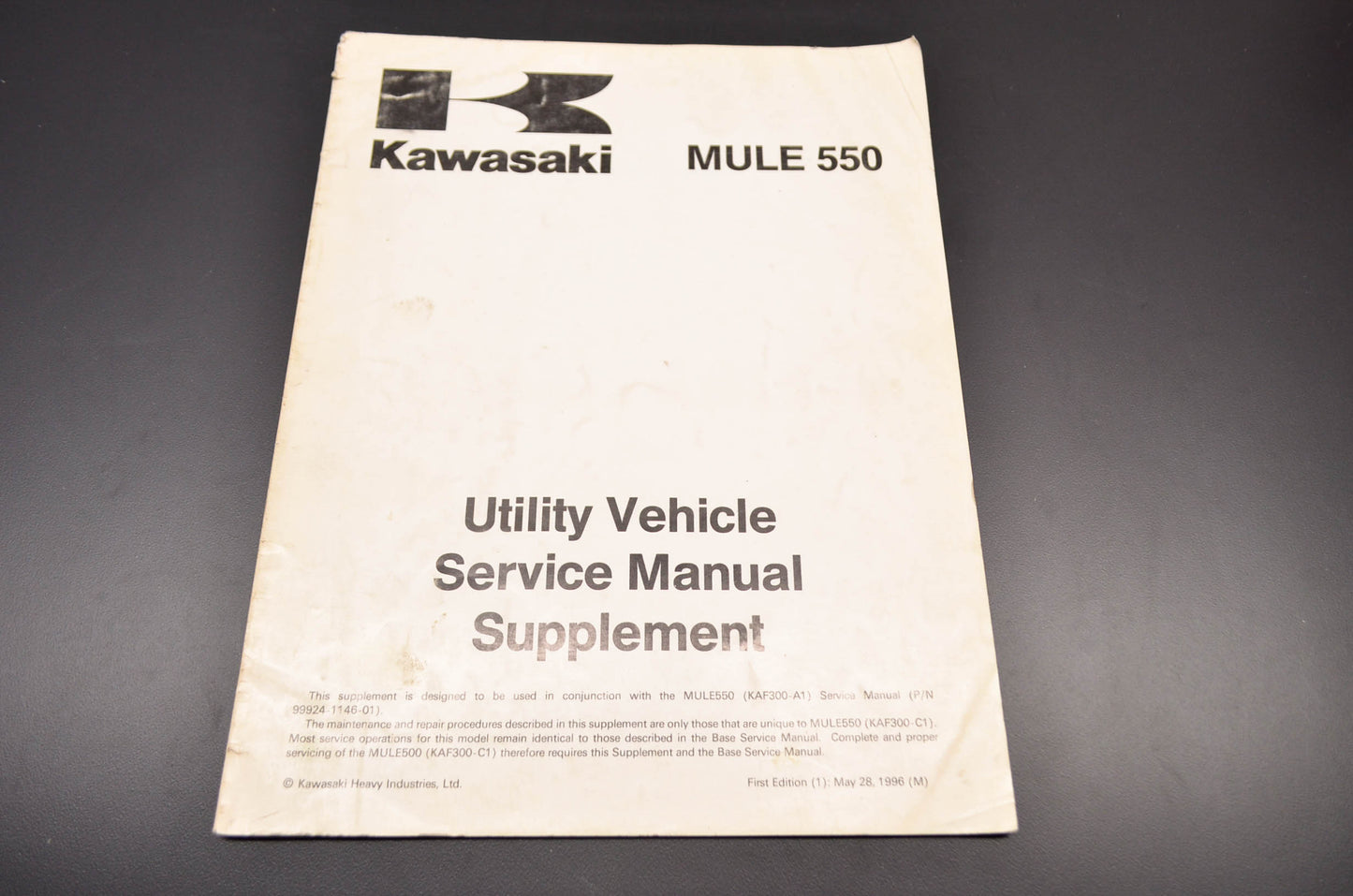 OEM Kawasaki 99924-1202-51 Service Manual Supplement KAF300C
