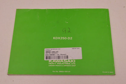 OEM Kawasaki 99920-1591-01 Owner's Manual KDX250D2