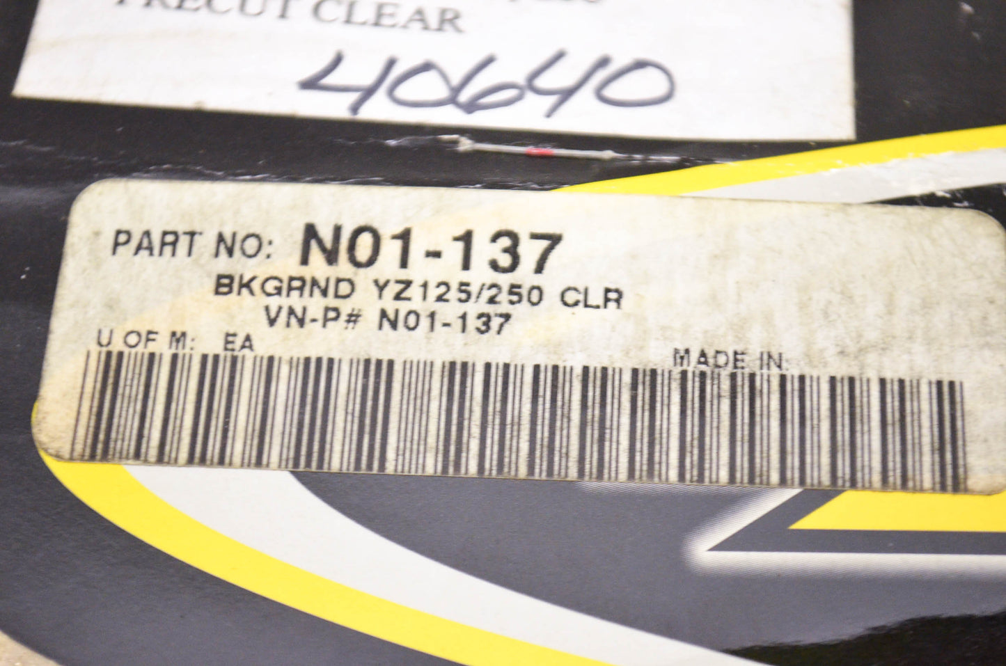 N-Style N01-137, 542650 Pre Cut Clear Backgrounds Yamaha YZ125 YZ250 00. NOS