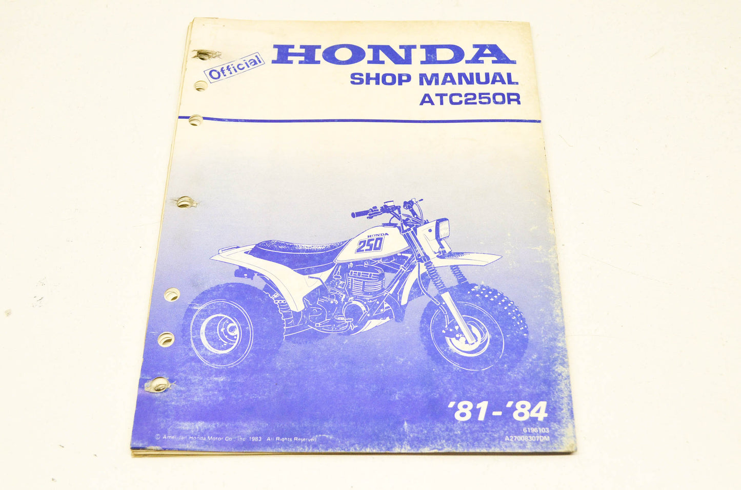 OEM Honda 6196103 Service Manual 81-84 ATC250R