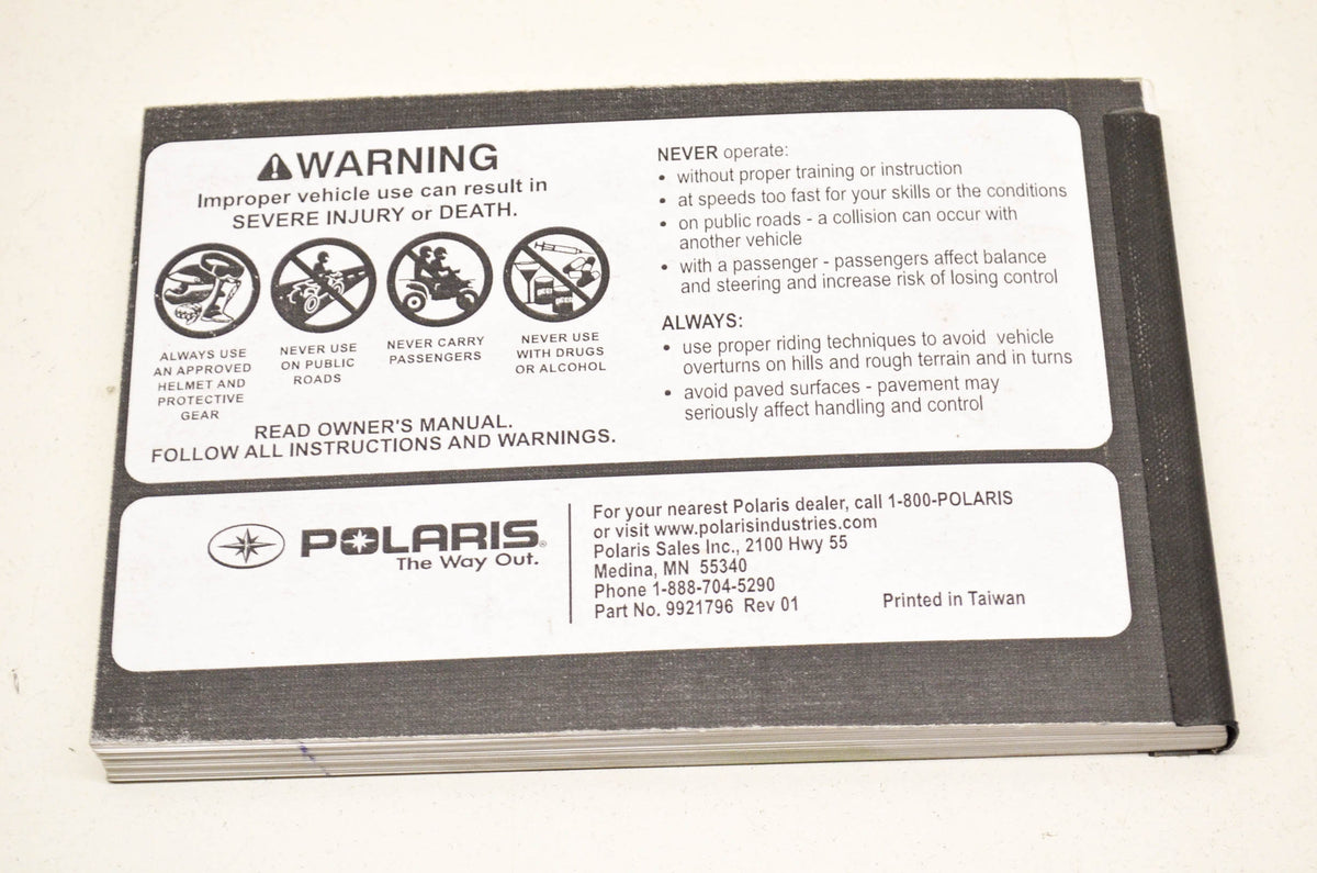 OEM Polaris 9921796 Owner's Manual 09 Sportsman/Outlaw 90
