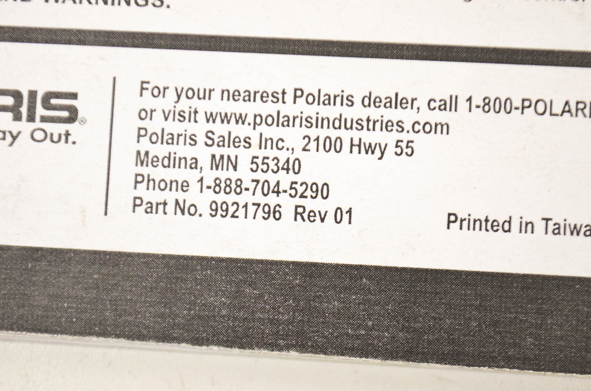 OEM Polaris 9921796 Owner's Manual 09 Sportsman/Outlaw 90