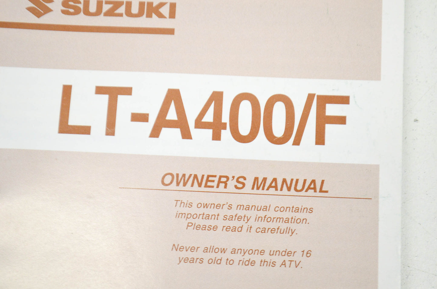 OEM Suzuki 99011-38F50-03A Owner's Manual LT-A400/FK2 NOS