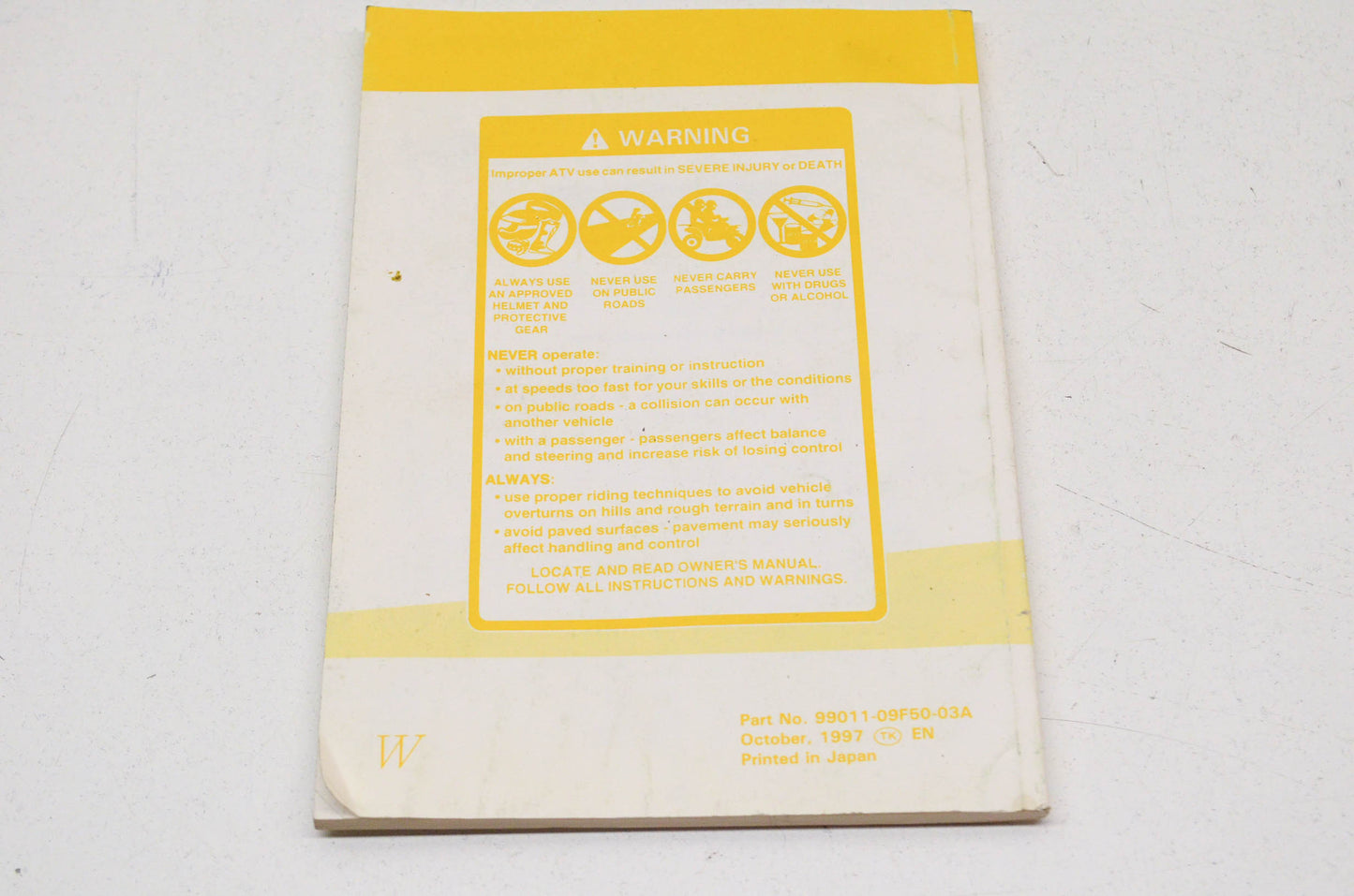 OEM Suzuki 99011-09F50-03A Owner's Manual LT-F500F.