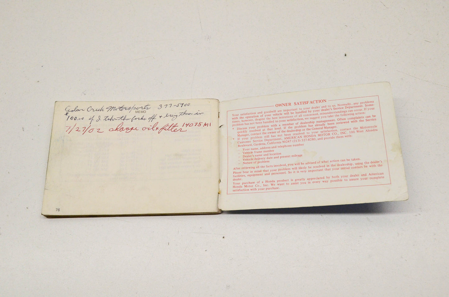 OEM Honda Owner's Manual CB650 . NOS