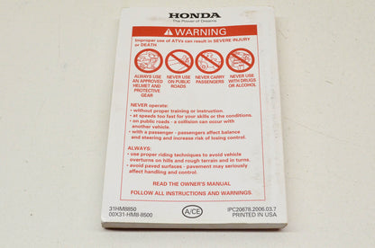 OEM Honda Owner's Manual TRX250TE Fourtrax Recon ES TRX250TE/ Fourtrax Recon ES